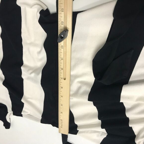 LOFT Dress Womens 2 Black Ivory Wide Stripe Flutter Sleeve Ruffle Hem Waist Sash - Picture 10 of 12